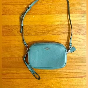 Coach Blue Genuine Leather Mini Camera Bag Purse